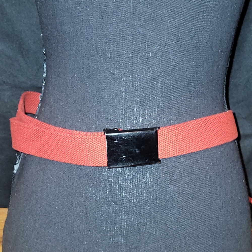 Red Plus Size Webbed Buckle Belt